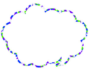 ステンドグラス風吹き出し　三角形模様　丸みのある雲形