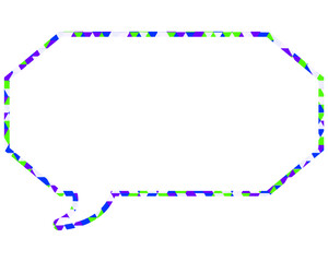ステンドグラス風吹き出し　三角形模様　細長い八角形
