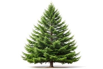 Fototapeta premium Would you like a shorter version as well?, A single isolated evergreen tree with green needles on a white background in a studio shot