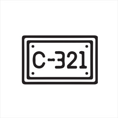 Simple line drawing of a vehicle license plate.
