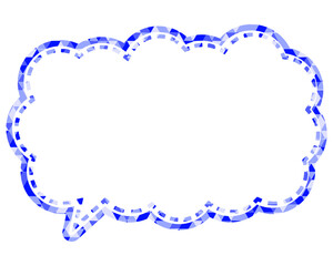 ステンドグラス風吹き出し　三角形模様　細長い雲形