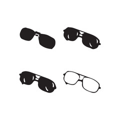 Four Variations of Stylish Aviator Sunglasses Vector Illustration