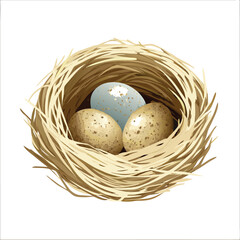 easter eggs in a nest vector