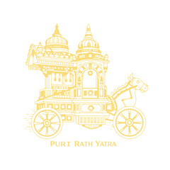 Traditional Design of Indian Rath Chariot Drawing for Puri Festival