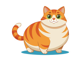 A cute red cartoon kitten, a happy domestic pet illustration
