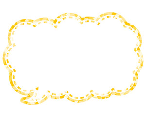 ステンドグラス風吹き出し　三角形模様　細長い雲形