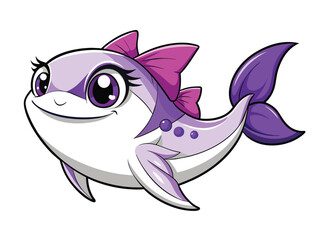 Funny cartoon shark, a cute vector sea animal illustration