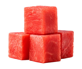 Watermelon cube isolated on transparent background