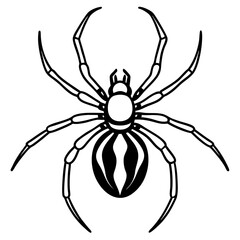 Simple Black Widow Spider Line Art Vector Design