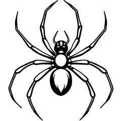 Simple Black Widow Spider Line Art Vector Design