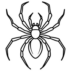 Simple Black Widow Spider Line Art Vector Design