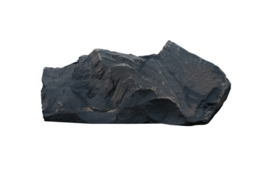 Rock isolated, Stone stand display product on background,Boulder black Stones sea formation located part of the mountain,Group of dark grey cliff rock with natural rough texture surface