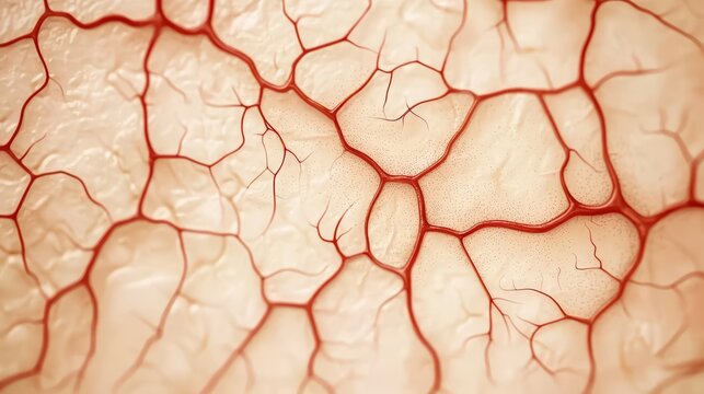 Detailed Close-Up of Human Skin Texture with Capillary Network