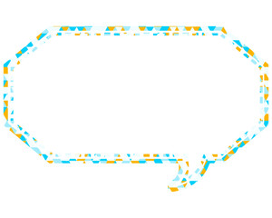 ステンドグラス風吹き出し　三角形模様　細長い八角形