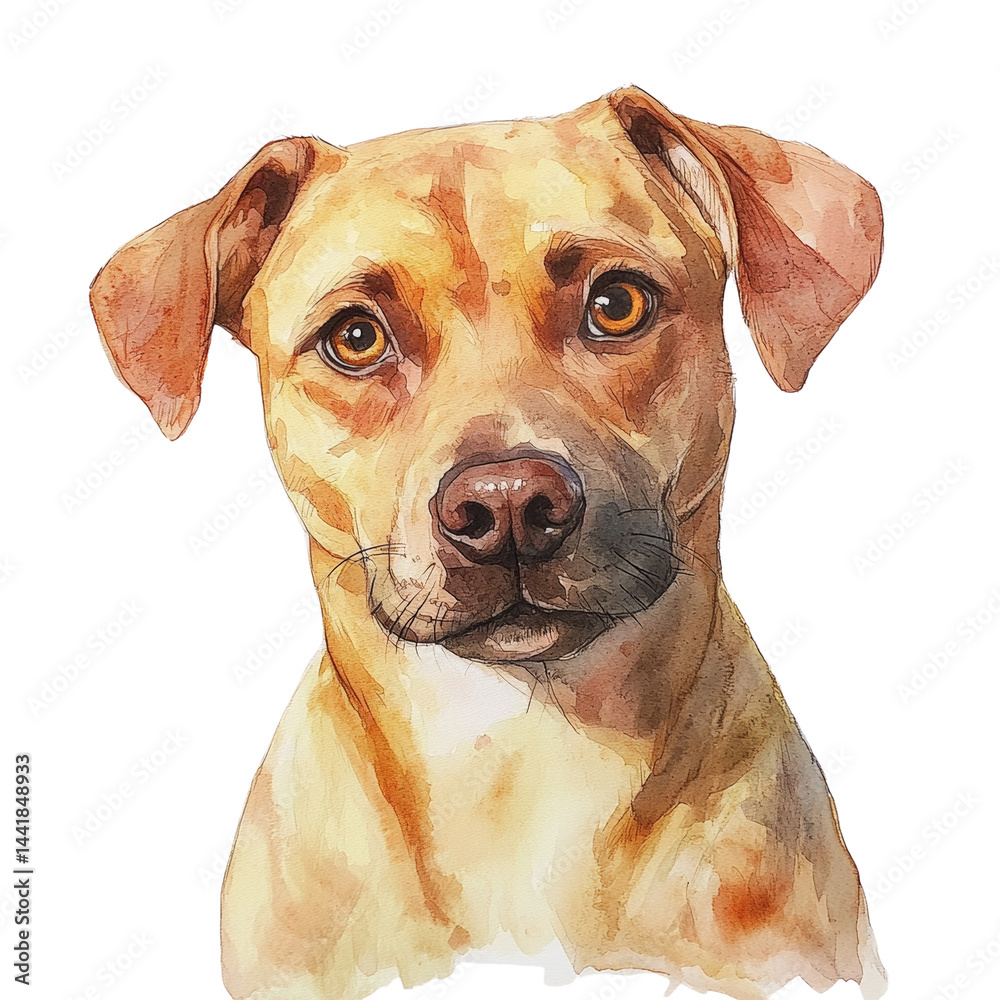 Aufkleber watercolor canine portrait capturing the essence of a beloved pet with artistic rendering