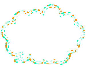 ステンドグラス風吹き出し　三角形模様　丸みのある雲形
