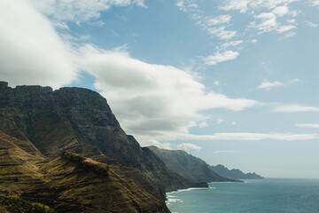 Coastal Landscape with Mountains and Ocean