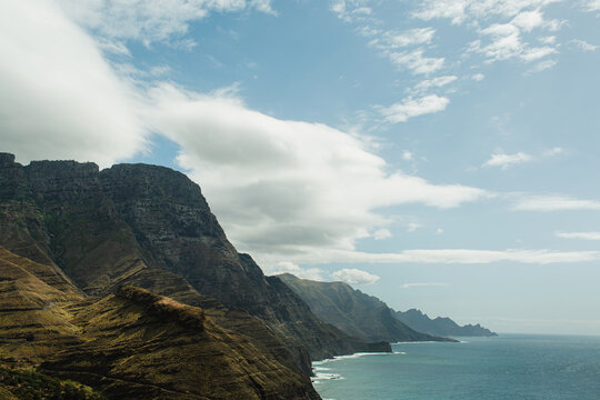 Coastal Landscape with Mountains and Ocean