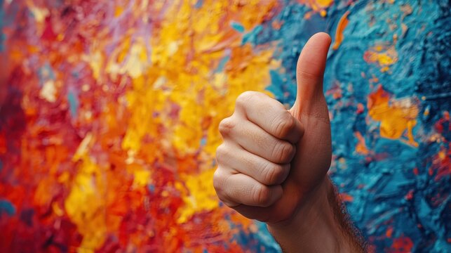 Thumb Up with Colorful Background