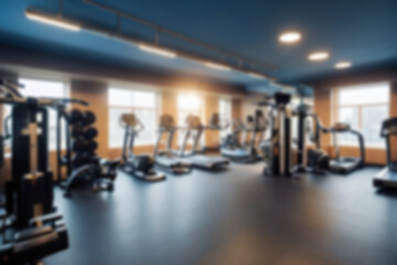 Fototapeta premium Abstract blur fitness gym with equipment for background.