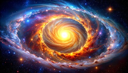 Vibrant Cosmic Spiral Galaxy Swirling Nebula Stellar Explosion