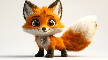 Obraz premium A cute anime style 3D fox with big expressive eyes