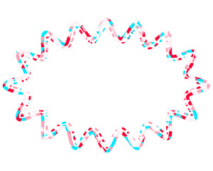 ステンドグラス風吹き出し　三角形模様　細長い丸みのあるギザギザした形