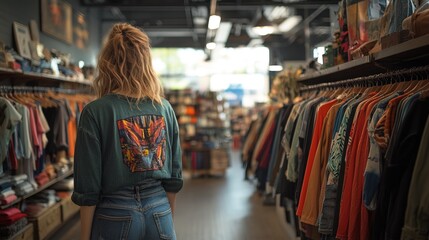Woman Browsing Clothes in a Boutique