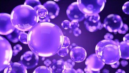 Abstract Purple Bubbles Floating Background Shiny Spheres 3D Render