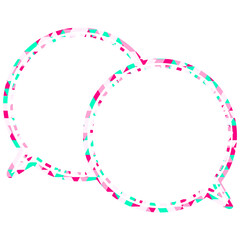 ステンドグラス風吹き出し　三角形模様　重なる会話