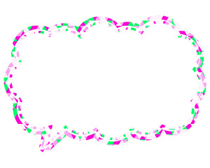 ステンドグラス風吹き出し　三角形模様　細長い雲形