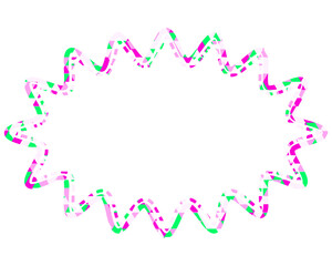 ステンドグラス風吹き出し　三角形模様　細長い丸みのあるギザギザした形