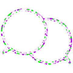 ステンドグラス風吹き出し　三角形模様　重なる会話