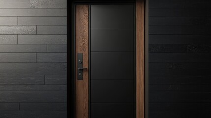 Modern entry door with dark accents