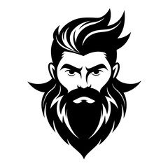 Fototapeta premium Bold and clean silhouette of a stylized bearded man with thick, wavy hair and a sharp mustache