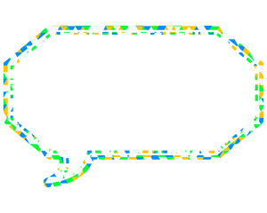 ステンドグラス風吹き出し　三角形模様　細長い八角形