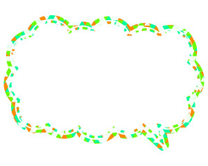 ステンドグラス風吹き出し　三角形模様　細長い雲形