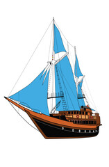 legendary pinisi ship vector illustrator