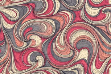Fototapeta premium Abstract Swirl Pattern in Pink, Gray, and Beige with Flowing Line Art Style Texture