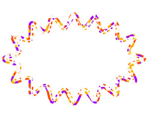 ステンドグラス風吹き出し　三角形模様　細長い丸みのあるギザギザした形