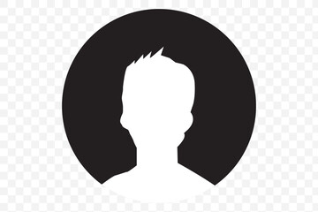 User profile icon. Profile picture, portrait symbol. User member, People icon in flat style. Circle button with avatar photo silhouette illustration on transparent background PNG. 