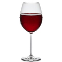 Wine glass with red liquid on white