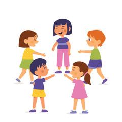 Happy, smiling international kids playing together. Diversity. Kids friendship. Vector illustration cartoon flat style