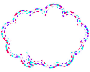 ステンドグラス風吹き出し　三角形模様　丸みのある雲形
