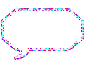 ステンドグラス風吹き出し　三角形模様　細長い八角形