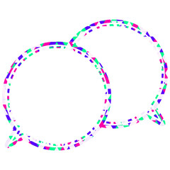 ステンドグラス風吹き出し　三角形模様　重なる会話