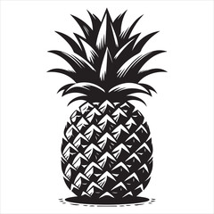 Obraz premium a fresh pineapple fruit vector silhouette, vector black color silhouette, isolated white background 