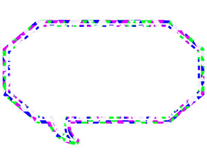 ステンドグラス風吹き出し　三角形模様　細長い八角形