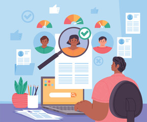 Flat Human Resources Hiring Illustration