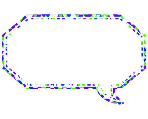 ステンドグラス風吹き出し　三角形模様　細長い八角形